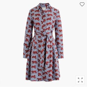J Crew Collection Silk Twill Shirtdress in Roaming Tiger Print